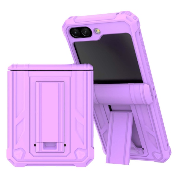 Hårt Pc phone case för Samsung Galaxy Z Flip5 5g Stötsäkert Kickstand cover med pennfack Light Purple