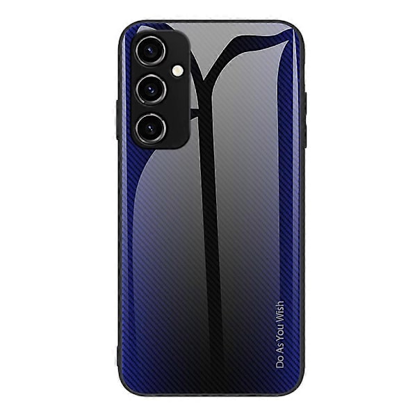 För Samsung Galaxy A34 5G Mobilskal Kolfibertextur TPU+Härdat Glas Mobilskal Multicolor Style B