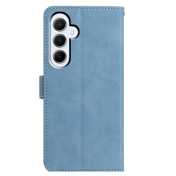 Fodral för Samsung Galaxy A55 5G Fjäril Blomma Präglat PU Läder Plånbok Ställ Telefonskydd Multicolor Sky Blue