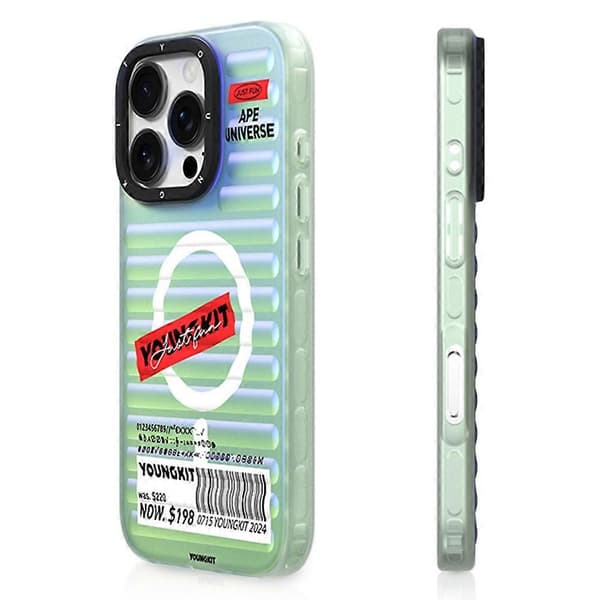 YOUNGKIT Gradient Series deksel til iPhone 16 Pro Kompatibelt med MagSafe IMD TPU Bakdeksel - Blå Multicolor Red