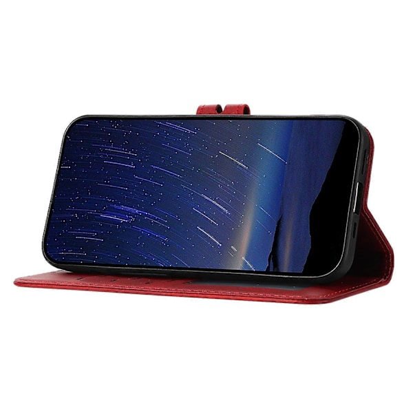 Til Samsung Galaxy S25 Edge Etui Glad Kat Mønster Præget Læder Wallet Telefon Cover Multicolor Red