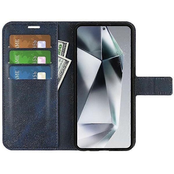 Til Samsung Galaxy S25 Ultra Stand Case Anti-Scratch Kalvetekstur Læder Telefon Cover Multicolor Style E