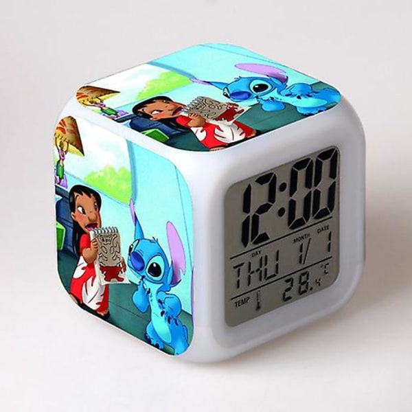Stitch Väckarklocka Stitch Barnpresent Färgbyte Fyrkantig väckarklocka Julklapp Flera typer style 11