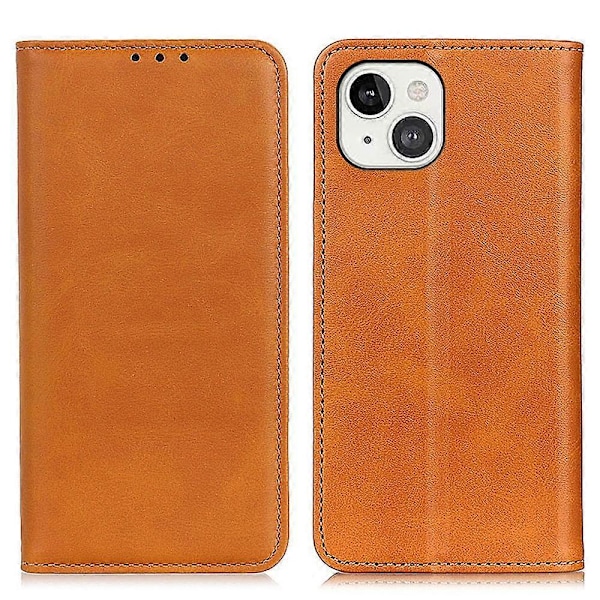 Splitlæder Magnetisk Auto-absorberende Wallet Telefon Stand Shell Case til iPhone 13 6.1 tommer Multicolor Style C