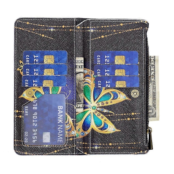 BF03 Telefonfodral för Samsung Galaxy A15 4G Plånboksfodral med Dragkedja i Läder Multicolor Style E