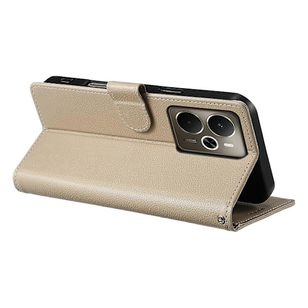 Til Realme 14 5G Stand Case Litchi Tekstur Læder Wallet Telefon Cover Magnetisk Lukning Multicolor Apricot