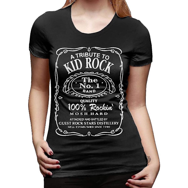 Kid Rock 'crossed Guns' Skjorta Dam Kortärmad Crew Neck T-shirts Topsadult, S-3xl Black S