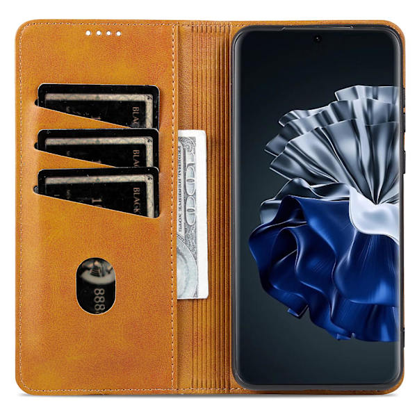 Azns för Huawei P60 / P60 Pro Pu läder phone case Plånboksställ anti-scratch smartphone cover Brown