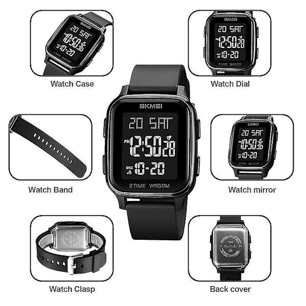 Skmei 1858 Square Digital Dual Display Watch Red