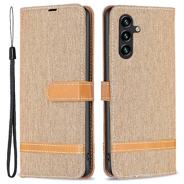 Samsung Galaxy A15 4G -puhelimen kotelo, farkkukangasta ja PU-nahkaa yhdistettynä Multicolor Style H