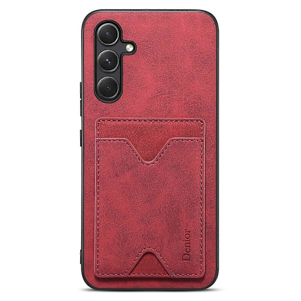 DENIOR Samsung Galaxy A34 5G PU-nahkapäällysteinen TPU-kotelo, jossa on jalusta ja korttipidike, takakuori Multicolor Style B
