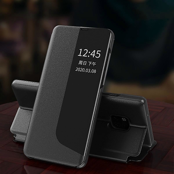 Smart View Fönster PU Läder Ställ Spegel Flip Folio Skyddsfodral för Huawei Mate 30 Pro