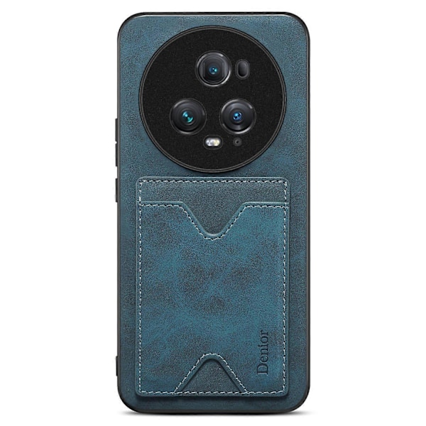 DENIOR Takakansi Honor Magic5 Pro -puhelimelle, PU-nahkapäällysteinen TPU-kotelo jalustalla ja korttipaikalla Multicolor Style D