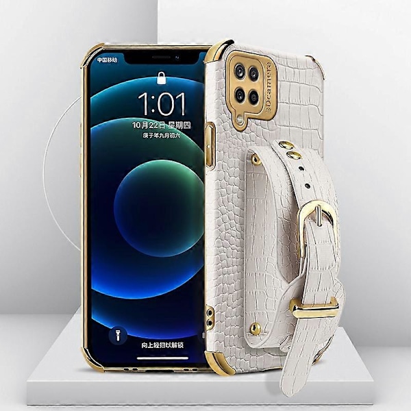 Handledsrem Stöd Design 6D Krokodiltextur Elektropläterad PU Läderbelagd TPU Telefonfodral
