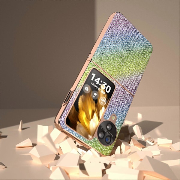 Til Oppo Find N3 Flip 5G Etui Rhinestone Tekstur Elektroplettering Telefoncover Multicolor Style A