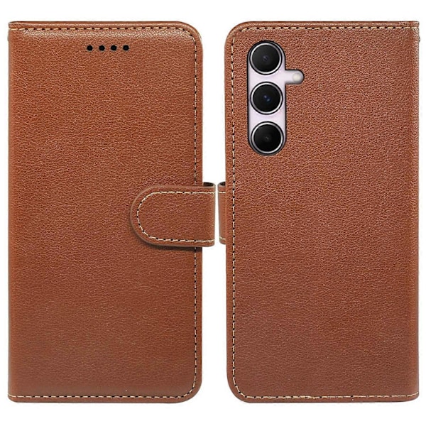 For Samsung Galaxy A26 5G Leather Case Litchi Texture Wallet RFID Blocking Phone Cover - Grey Multicolor Brown