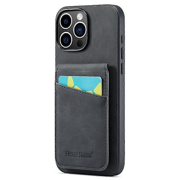 FIERRE SHANN Fodral till iPhone 16 Pro med Korthållare Ställ Läder RFID-blockerande Baksida Multicolor Style A