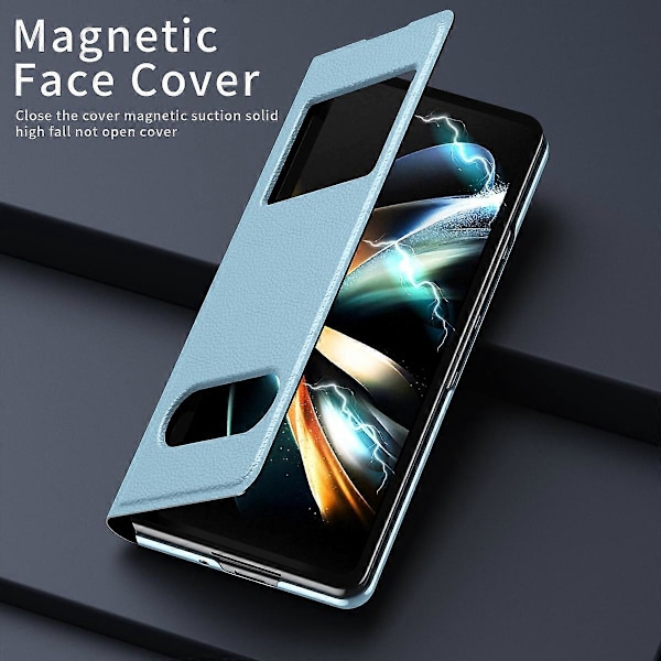 Til Samsung Galaxy Z Fold6 5G Etui PU Læder Litchi Tekstur Telefon Cover Visningsvindue Multicolor Style E