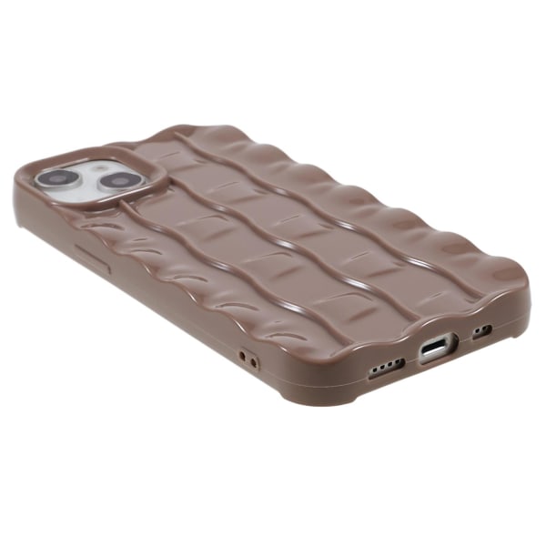 För Iphone 13 Soft Tpu Case 3d randigt mönster Anti-halk bakre cover Brown