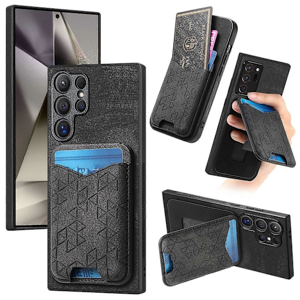 Til Samsung Galaxy S24 Ultra Etui Præget Mønster Kortholder Støtteben Læder Bagcover Multicolor Style D