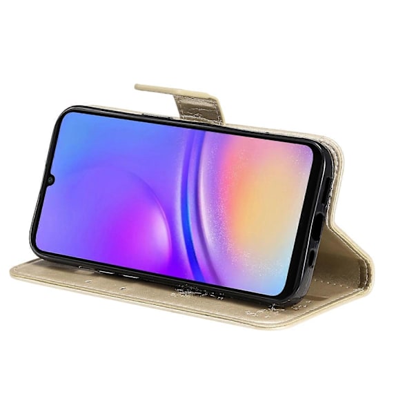 KT Imprinting Flower Series-3 til Samsung Galaxy A06 Etui Katte Træ Mønster Flip Læder Telefon Cover Multicolor Style K