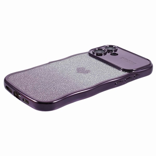 Skal för iPhone 16 Plus Kärlekshjärta Gradient Glitter TPU Telefonfodral Elektropläterad Krullig Ram Multicolor Style F