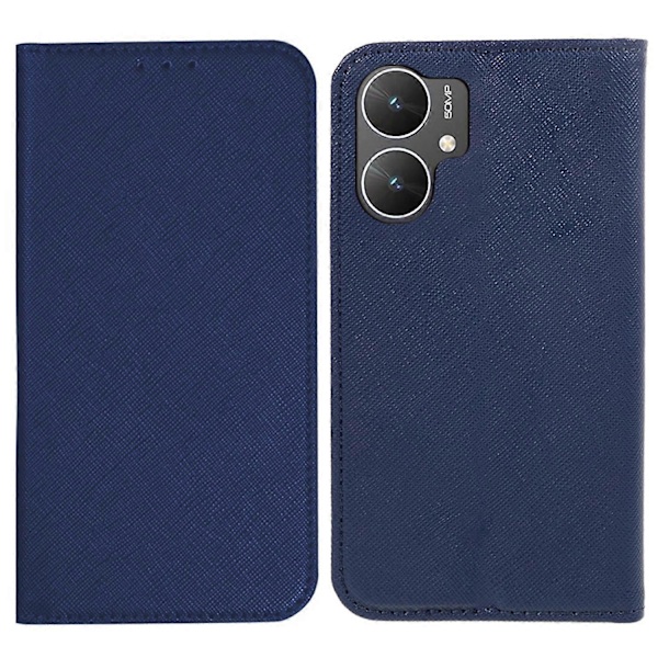 Til Xiaomi Poco M6 5G/Redmi 13C 5G/13R 5G Stødsikkert Telefoncover Kryds Tekstur Magnetisk PU Læder C Multicolor Dark Blue