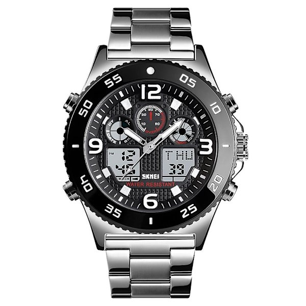 Skmei 1538 Stor Urtavla Ste Bt Men Electronic Watch Silver Silver