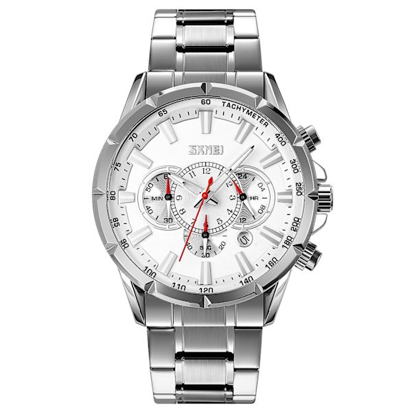 Skmei 9241 Men Calendar Stoppur Quartz Watch Silver