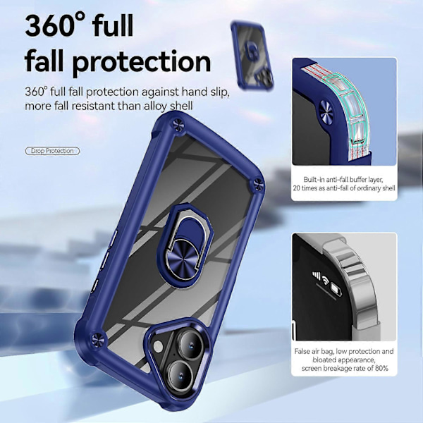Skal till iPhone 16 Plus med linsskydd i legering, PC+TPU, stativ Multicolor Style B