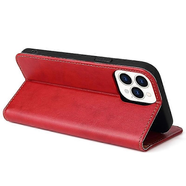 FIERRE SHANN Fodral för iPhone 15 Pro Magnetisk Självstängande PU Läder Telefonskal Multicolor Style B