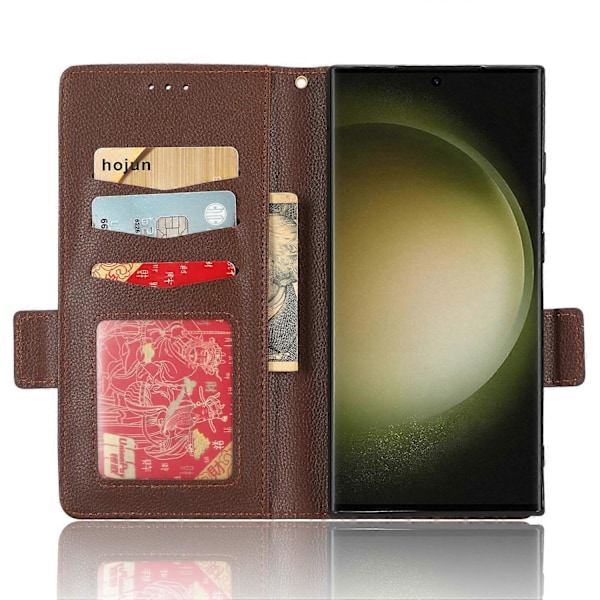Plånboksfodral för Samsung Galaxy S23 Ultra Mobiltelefon, Ställ, PU-läder, Dubbelt Magnetlås Multicolor Style F