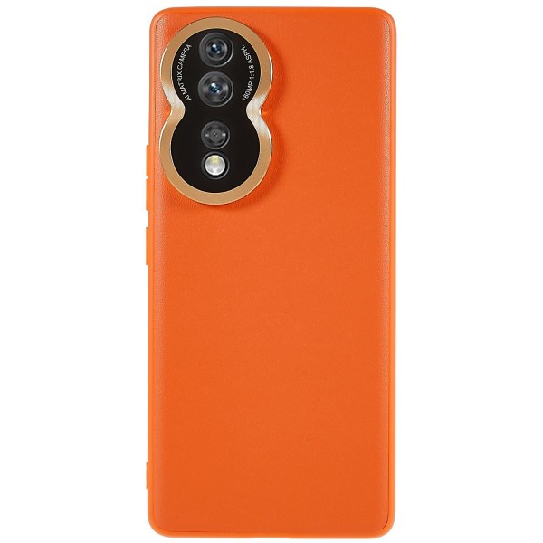 For Honor 80 5g metalllinsdesign Kameraskydd Phone case Pu-läderbelagd Tpu + PC- cover (2:a generationen) Orange