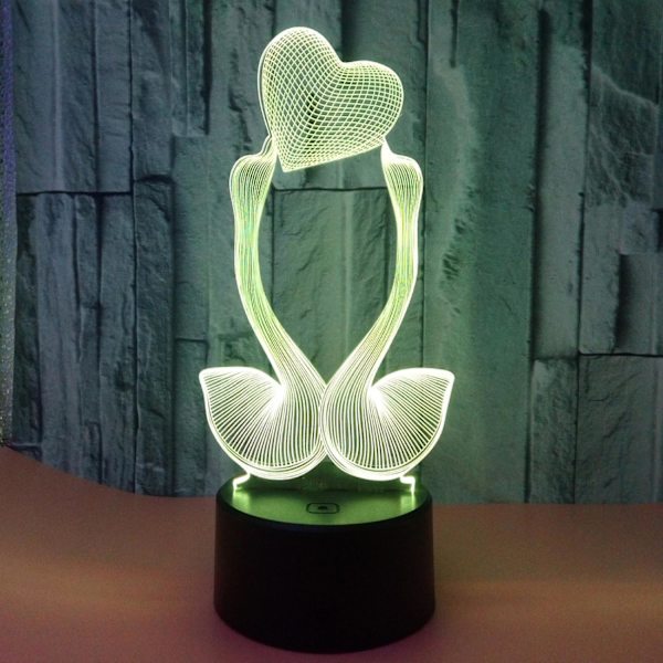 Ny Optisk Illusjon 3D Kjærlighet Svanenattlampe 16 Farger Endring Fjernkontroll Berøringsbryter Dekor LED Bordlampe Julegave Bursdagsgave