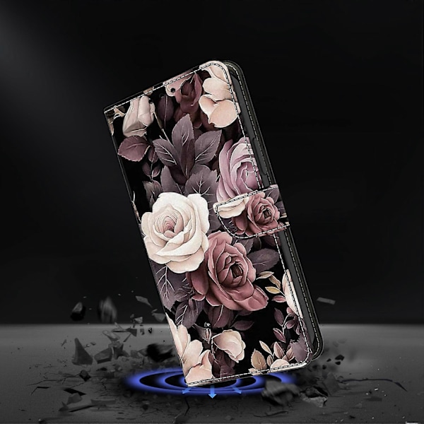 För iPhone 16 Plus Fodral PU Läder Plånbok Flipskydd med Ställfunktion Multicolor Style N