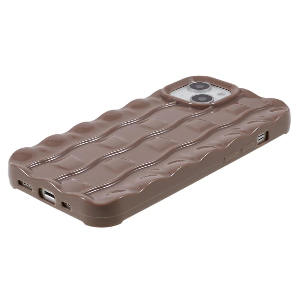 För Iphone 13 Soft Tpu Case 3d randigt mönster Anti-halk bakre cover Brown