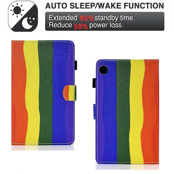 Samsung Galaxy Tab A9+ PU-nahkakotelo, kuvioitu, älykäs tablettisuojus kynätelineellä Multicolor Style D