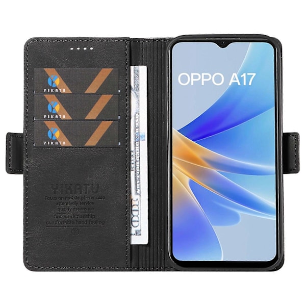 YIKATU YK-005 Oppo A17 4G PU-nahkainen, ihoa myötäilevä puhelinkotelo lompakolla, jalustalla ja iskunkestävällä suojalla Multicolor Style E