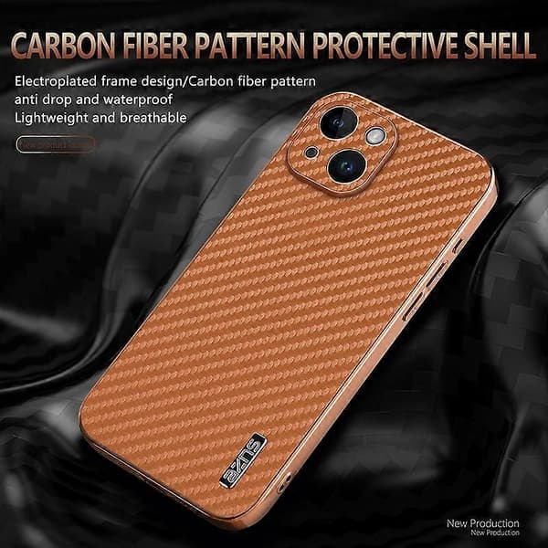 AZNS Deksel til iPhone 14 Elektroplettering Karbonfibertekstur PU+TPU Telefondeksel Multicolor Style B