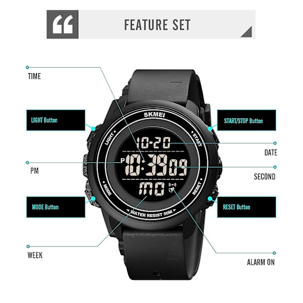 Skmei 1736 Two City Time Digital Display Ectronic Watch Gold and Black