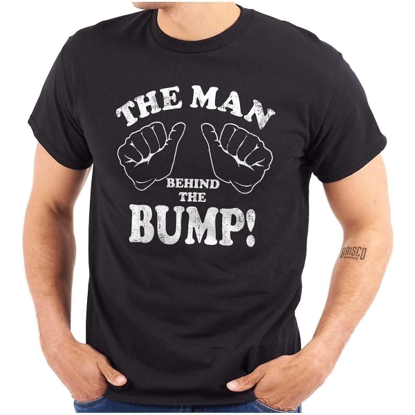 Mannen bakom bumpen Baby Announcement Grafisk T-shirt för män Black L