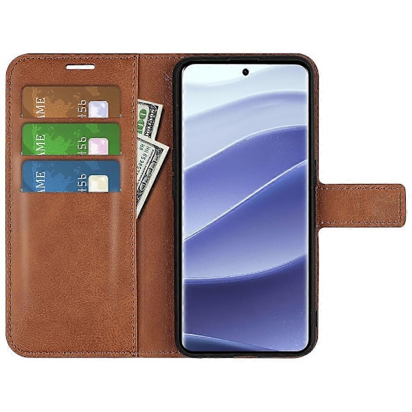 Til Xiaomi Redmi Note 14 Pro 5G Stand Case Anti-Scratch Kalvetekstur Læder Telefon Cover Multicolor Style F