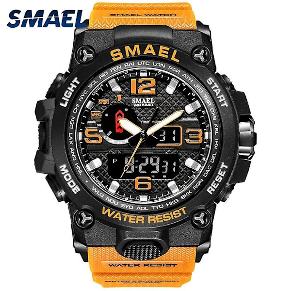 Smael Dual Display Digital Led Watch Pointer Typ Quartz Elektriska klockor Relogio Masculino Uomo Sportklocka 1545 CAMOBLUE
