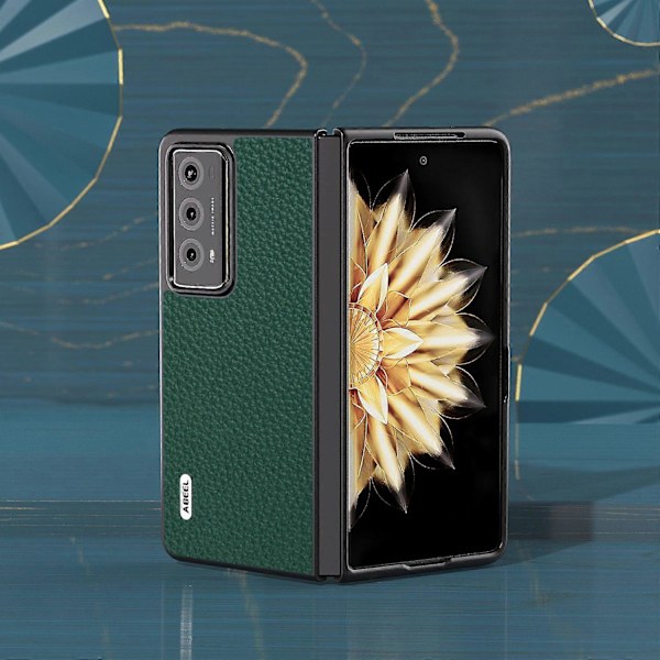 Ægte koskindbelagt PC-skal telefonbeskyttelsescover til Honor Magic V2 5G Multicolor Style B