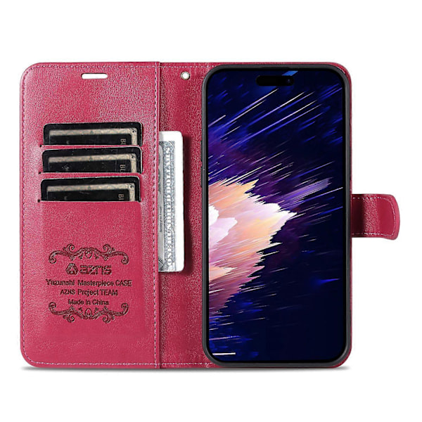 AZNS iPhone 16e Kotelo Naarmuuntumaton PU-nahkainen Jalustallinen Lompakkopuhelinkotelo Multicolor Red