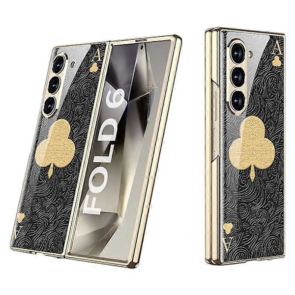 GKK Fodral för Samsung Galaxy Z Fold6 5G Elektropläterad Tryckt Mönster Härdat Glas+PC Telefonskal Multicolor Style G
