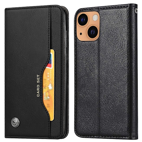 Magnetisk selvabsorberende pung stand PU læder etui cover til iPhone 13 6.1 tommer