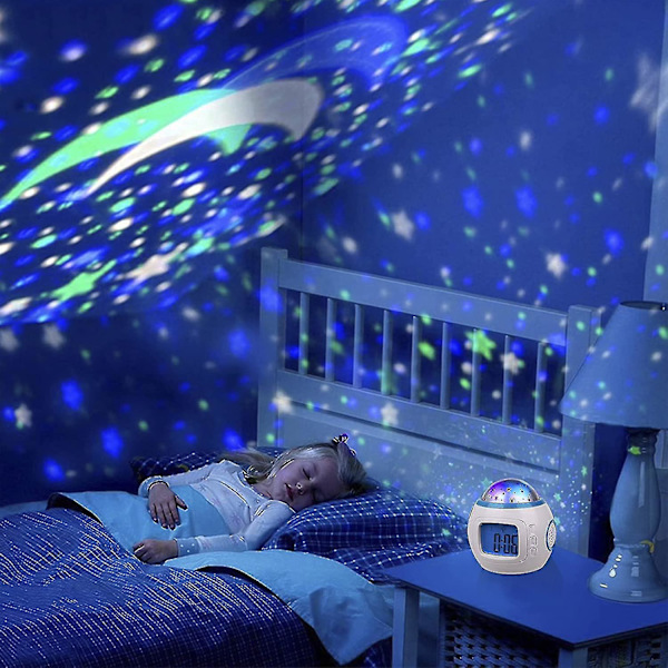 Barnväckarklocka, Stars 7 färgskiftande nattljus, digital väckarklocka temperaturavkänning kompatibel med toddler, barn pojkar och flickor, student