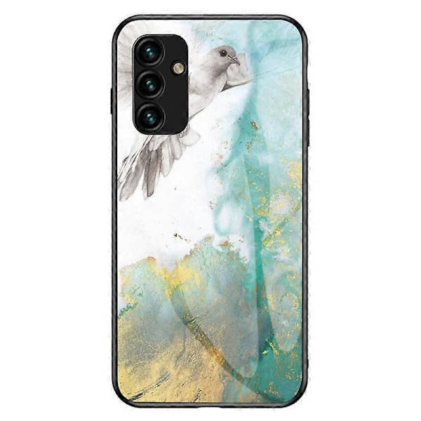För Samsung Galaxy A34 5G Marmormönster Tryck Härdat Glas+PC+TPU Mobilskal Baksida Multicolor Style C
