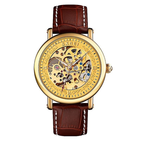 Skmei 9229 Automatic Hollow Mechanical Watch Gold Shell Gold Face